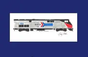 Amtrak Heritage P42DC Phase 1 Scheme #156 11"x17" Matted Print Fletcher signed