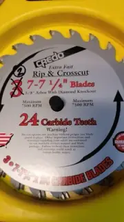 CREDO 7- 7-1/4" 24 Blades Carbide Teeth Circular Saw Blades Pack of 2