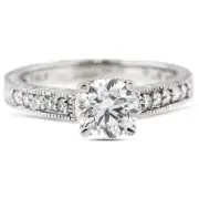 2 1/4ct D SI2 Round Natural Diamonds 950 Plat. Vintage Style Accent Ring
