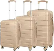 [Habrur] Checked Luggage Carry On Luggage Suitcase Sets Hardside with Double Spinner 3 Piece Travel Luggage Set Lightweight Suitcase Luggage Suitcase (Color : C, Size : 20+24+28in)