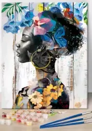 Paint By Number Kit Beginner 16x20" Flat Canvas Woman Farmhouse Style New