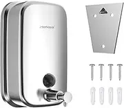interhasa! Stainless Steel Soap Dispenser, Commercial Manual 500ml/17oz Wall Mounted Hand Soap Dispenser for Bathroom Kitchen, Silver, 60 * 95 * 150 mm 0.33 kg