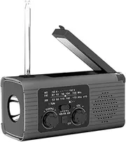 domoi Emergency Weather Radio, 2000MAh Weather Alert Radio Solar Charging, Hand Crank & USB, AM/FM Radio Gray