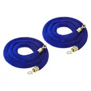 2Pcs Blue Velvet Stanchion Rope Crowd Control Barrier Rope(Golden,5 Feet)