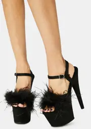 [Pleaser] Black Adore Fluffy Heels