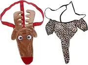 PRETYZOOM 2pcs 's Elk s T- Back Leopard Deer Briefs Man Panties Animal Polyester Wiring