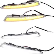 Fog Lights Assembly 2PCS For Ford For Kuga For Escape 2013-2017 With Yellow Turn Signal Fog Lamp Led Daytime Running Light Drl Daylight Front Bumper Fog Light(White Yellow Blue)