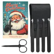 5-Pack Stainless Steel Tweezers Set for Women with Curved Scissors, Great Pre...