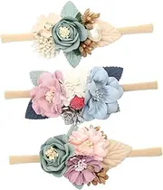 ERINGOGO 3Pcs Flower Headbands Adorable Elastic Hair Accessories for Skin Friendly Design for Dress Up Christmas and Parties