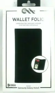 Samsung Wallet Cover Case for Galaxy Note 9 Black Handcrafted Genuine Leather