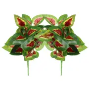 2 Pcs Artificial Greenery Plants 7 Bundles with Faux Perilla Leaf Green Red