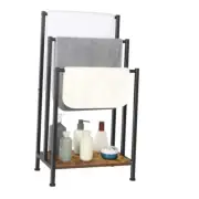 Towel Rack Freestanding, Standing Towel Rack for Bathroom, 3 Brown and Black