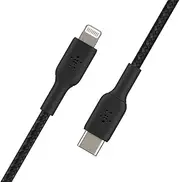[Belkin] Braided USB-C to Lightning Cable (iPhone Fast Charging Cable for iPhone 8 or Later) Boost Charge MFi-Certified iPhone USB-C Cable, Black 1M