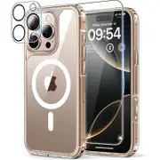 TAURI 5 in 1 for iPhone 16 Pro Max Case 6.9" with 2-Pack Screen Protector and Camera Lens Protector, Compatible with MagSafe, Military-Grade Protection, [Anti-Yellowing] Magnetic Phone Cover