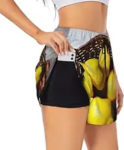 [GaxfjRu] One Basket Lemons Print Women's Running Shorts High Waisted Running Shorts Pocket Sporty Gym Elastic Short
