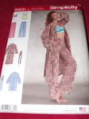 SIMPLICITY #8800 - LADIES LOUNGING PANTS - BRA TOP - ROBE PATTERN XS-XL FF