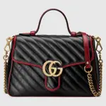 GUCCI 498110 GG MARMONT SMALL TOP HANDLE 小款27CM 黑色 斜