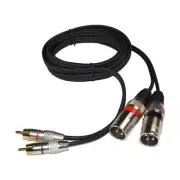 Dual XLR Male to Dual RCA Male Phono Plug Twin Lead/Audio Signal Patch Cable ...