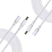 2 x 1 m / 3.28 Feet DC Extension Cable 5.5 mm x 2.5 mm DC Connection Cable DC/DC Connector Cable DC Splitter Male to Female Connector for Power Supply, CCTV Camera - White
