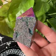 100g Titanium Rainbow Aura Quartz Cluster Point Tower Quartz Crystal Specimen