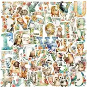 52 pcs Alphabet Animal Stickers Assorted Colors and Designs