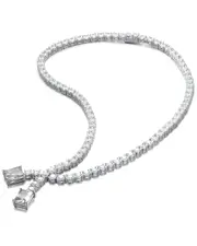 Genevive Silver CZ Tennis Necklace