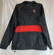 Charles River Texas Tech Pull Over Windbreaker Jacket With Hood Large NWT