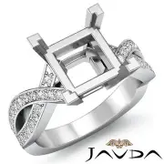 Diamond Engagement Cross Shank Beautiful Ring Platinum Princess Semi Mount 0.5Ct