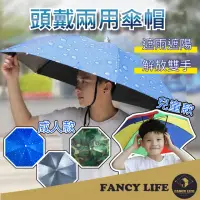在飛比找momo購物網優惠-【FANCY LIFE】頭戴兩用傘帽(傘帽 釣魚傘 雨傘帽 