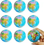 Lohoee 8Pcs Globe Squeeze Balls Mini Globe Stress Ball World Earth Stress Balls Foam Stress Balls for School,Office,Rewards, Party Favors or Gifts(2.5 Inch)