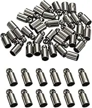 200 Pieces Round Cord End Caps with Loop Crimp Cap for String Suede Leather Cord Stopper DIY Necklace Bracelet Connectors Jewelry Findings Tassel Making (3 * 8mm,Antique Black)
