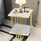 Glossy Marble Coffee Side Table Beside Lamp Plant Stand Tea Rack Living Room Dec