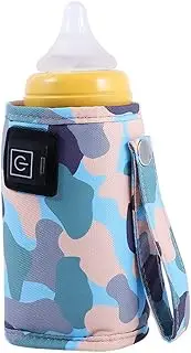 Aswalling Universal USB Milk Water Warmer Travel Stroller Insulated Bag Portable Nursing Bottle Heater Camouflage-Blue