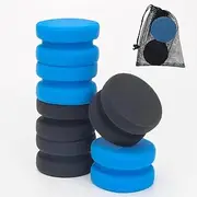 Boyistar Paint Sponge Black 6Pcs, Detail Painting Sponge Double-Side Art Craft Round Sponges for Car Waxing, Wall Repairing Kitchen Cleaning Sponges with Storage Mesh Bag (3 Black + 3 Blue)