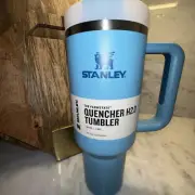 Stanley 40 oz Tumbler Handle Straw Steel Flowstate Quencher H2.0 | Pool Blue