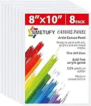 Simetufy 8 Pack 8x10 Inch Painting Canvas Boards Canvas Panels for Kids Primed Acid-Free 100% Cotton for Acrylics Oil Watercolor Tempera Paints