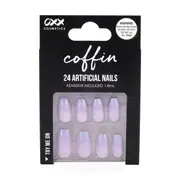 OXX Cosmetics 24 Pack Artificial Nails with Adhesive - Coffin Shape, Soft Ombre