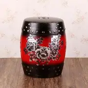 PA-DABAOO Ceramic Decorative Garden Stool, Round Porcelain Garden Stool, Antique Small Side Table, Outdoor Garden Stool, Glazed Hand-Painted Drum Stool for Living Room Balcony Garden,D4