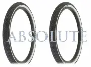 PAIR OF WHITEWALL BICYCLE GENUINE DURO LOWRIDER TIRES IN 20 X 1.75 BRICK TREAD.