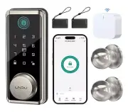 WiFi Keyless Entry Door Lock Deadbolt with Handle Set: App Remote Control Fin...