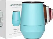 [Elemental] 10 oz Recess Wine Tumbler, Double Wall Insulated Wine Chiller with Lid, Stainless Steel Stemless Cup for Wine, Coffee, Beer, Champaign, Cocktails - Robin's Egg