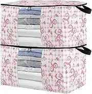 sanluoli 60L 2 Pack Under Bed Shoe Storage Organizer with Reinforced Handles, clear window Closet Storage Bins