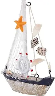 Generic Wooden Sailing Boat Model Sailing Ship Ornament Beach Decor for Bathroom Home Decoration