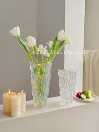 在飛比找樂天市場購物網優惠-北歐輕奢水晶玻璃花瓶透明客廳網紅插花玫瑰百合鮮花裝飾花器擺件