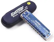 Easttop 10 Holes Blues Harmonica T008K Diatonic Blues Harmonica with Case, More Professional Harmonica, 12 Tones for Beginners, Students, Adults (Key of C)