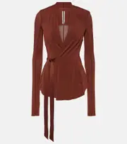 [Rick Owens] Rick Owens Hollywood cupro-blend wrap jacket AU 16 brown