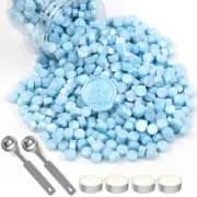 Wax Seal Beads, 400 PCS Light Blue Sealing Wax Beads with 2PCS Wax Seal Melting