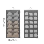 24 Mesh Pockets Hanging Storage Organizer with Metal Hanger for Bra Color Gray