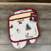 Peanuts x Williams Sonoma Oven Mitt and Potholder Set Christmas Set/2 NWT