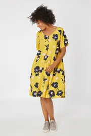Upscale Floral Button Dress--ELM-8182046